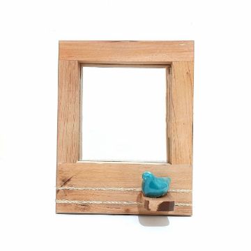 قاب آینه چوبی دست ساز پرنده دار