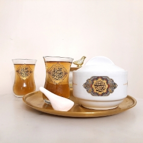 قندان چینی طرح یا علی بن موسی الرضا - دهه کرامت- قندان مذهبی- قندان شهادت امام رضا